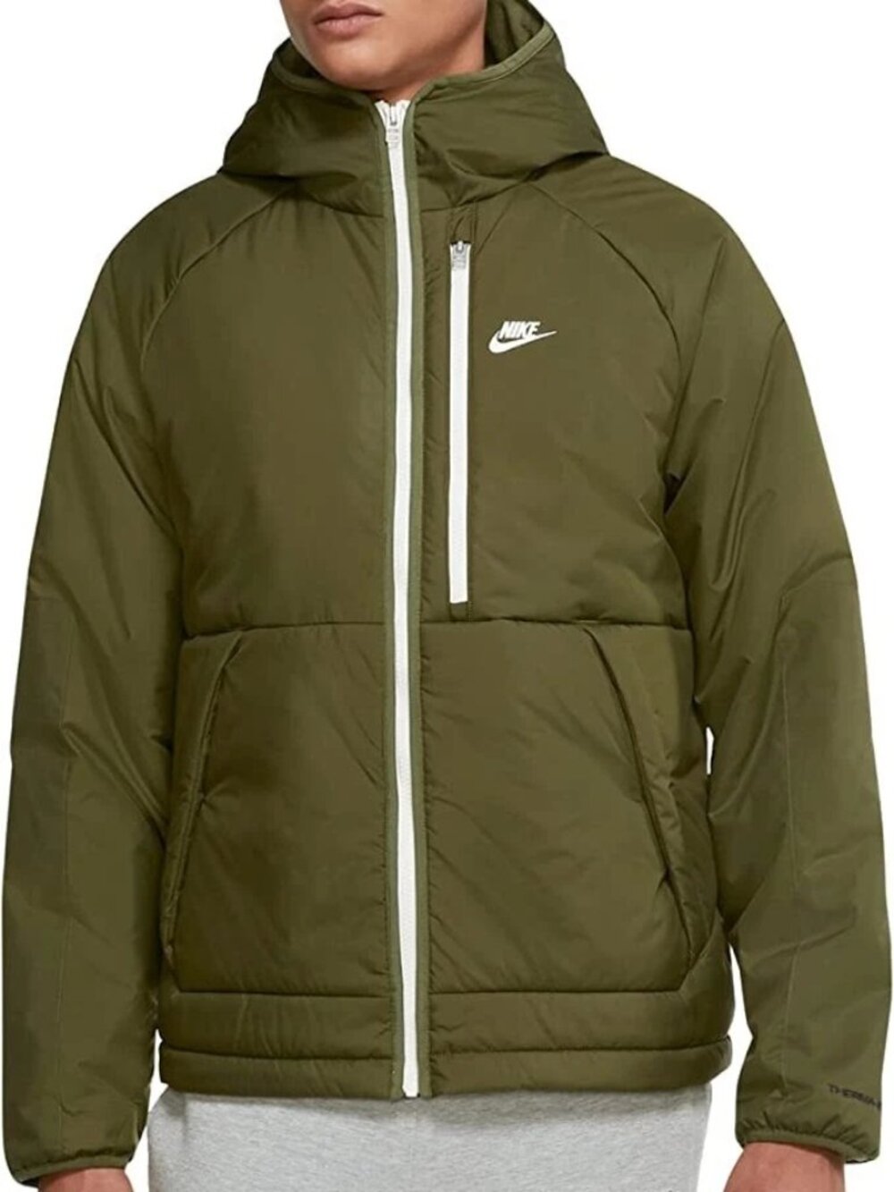 Nike Sportswear Therma-FIT Legacy Mens Hooded Jacket Rough Green DD6857-326 NWT